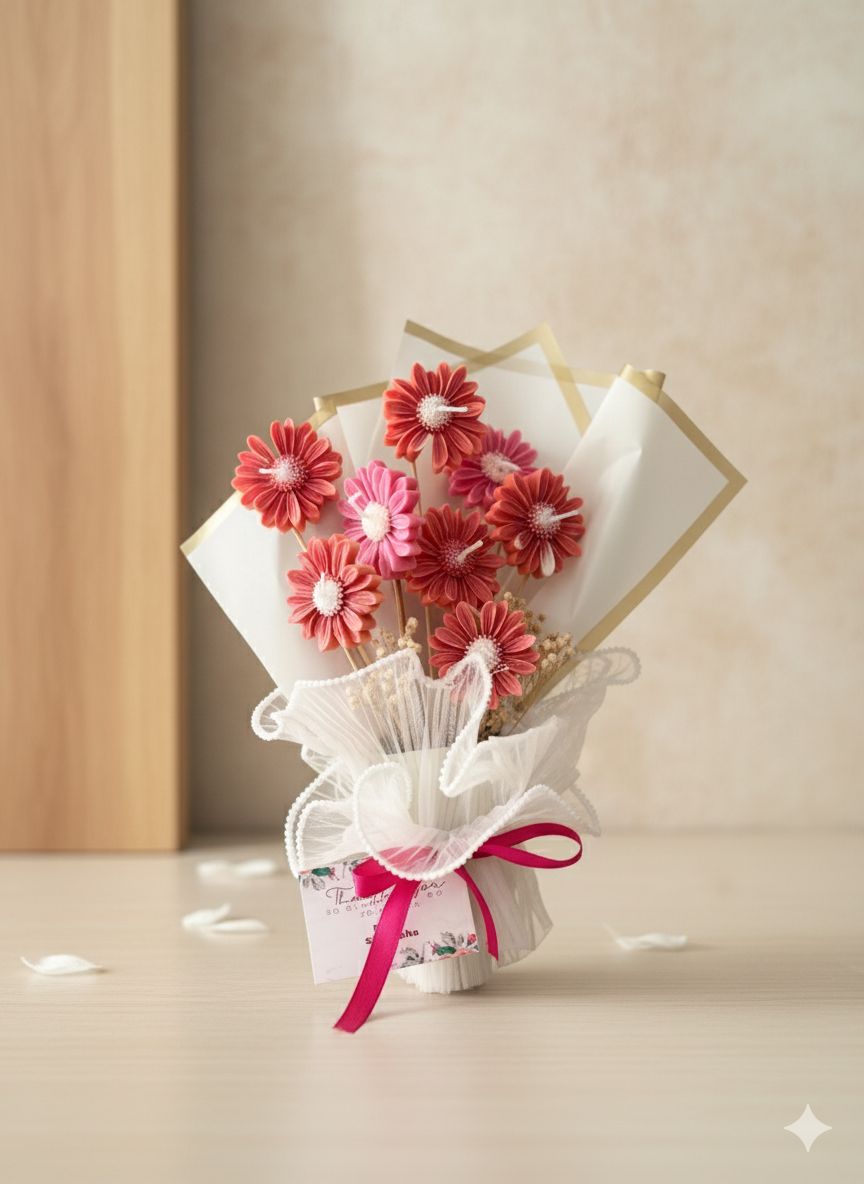 Daisy Flower Candle Bouquet – Handcrafted Scented Gift