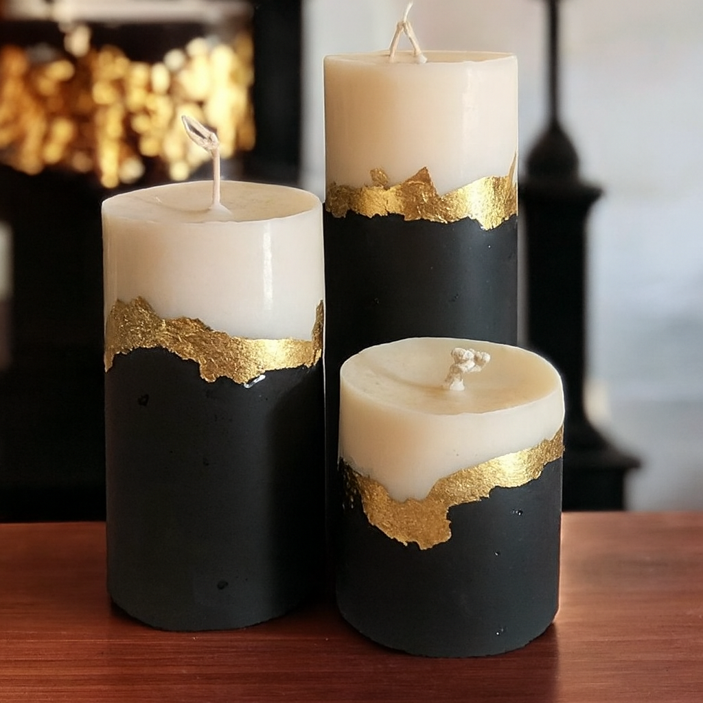 Midnight Gild Trio – Luxury Concrete Candle Set