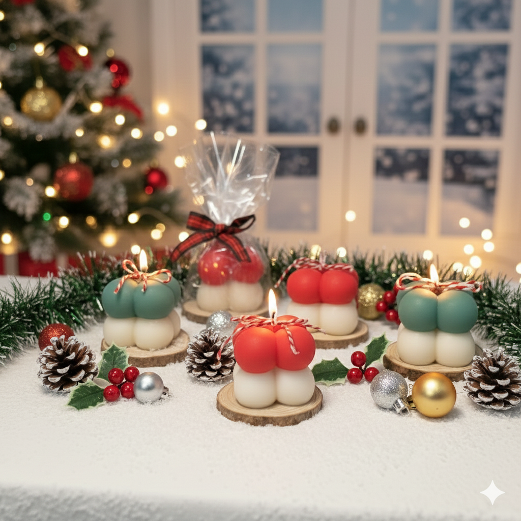 Christmas Bubble Candle Set of 2