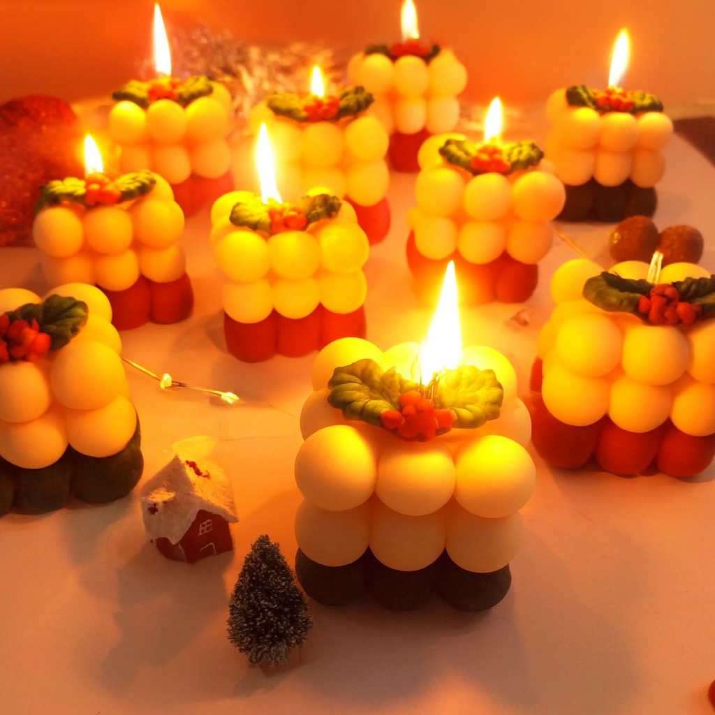 Holly Bubble Candle