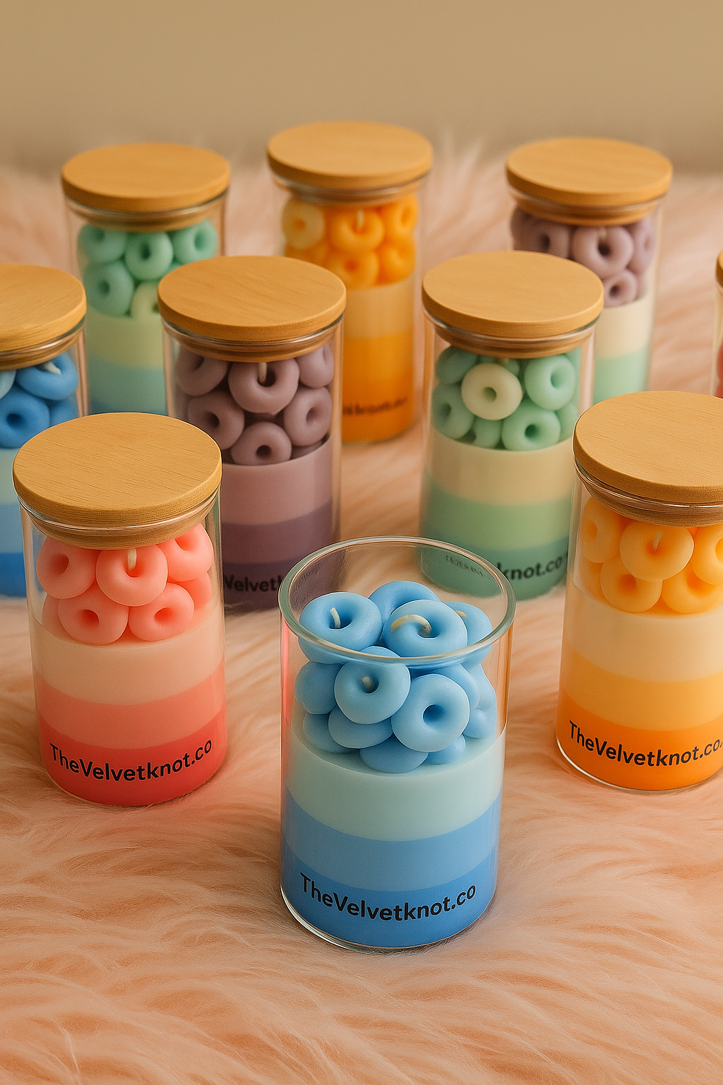 Azure Bloom Layered Candle Set (2)