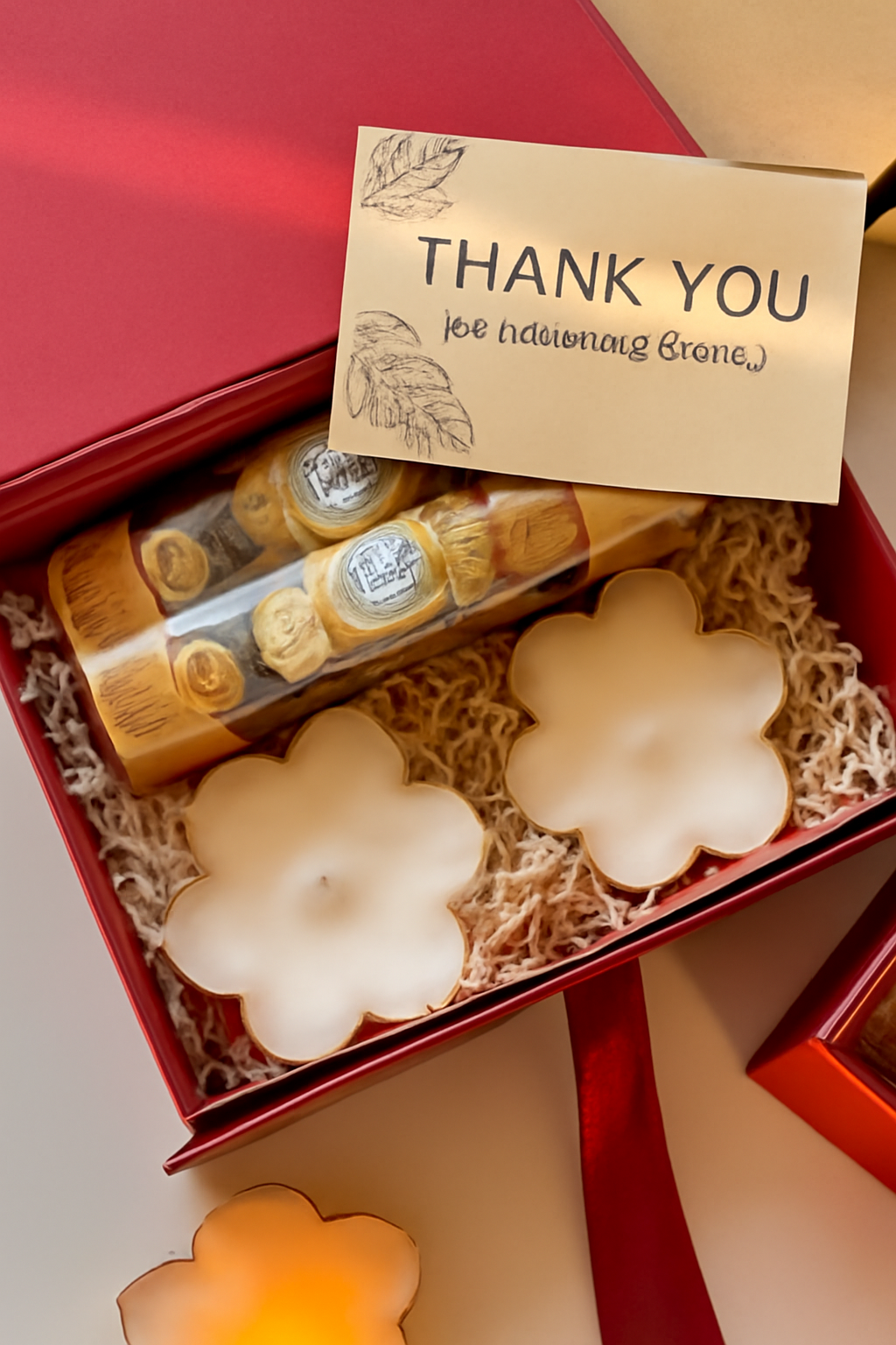 Floral Candles and Ferrero Rocher Chocolates in a Gift Box