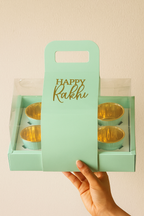 Rakhi Gift Box – Empty 6-Cavity Cupcake/Candle Hamper Box with Handle & Clear Lid