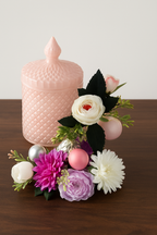 Elegant Rose Candle with Floral Arrangement