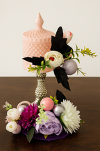 Elegant Rose Candle with Floral Arrangement