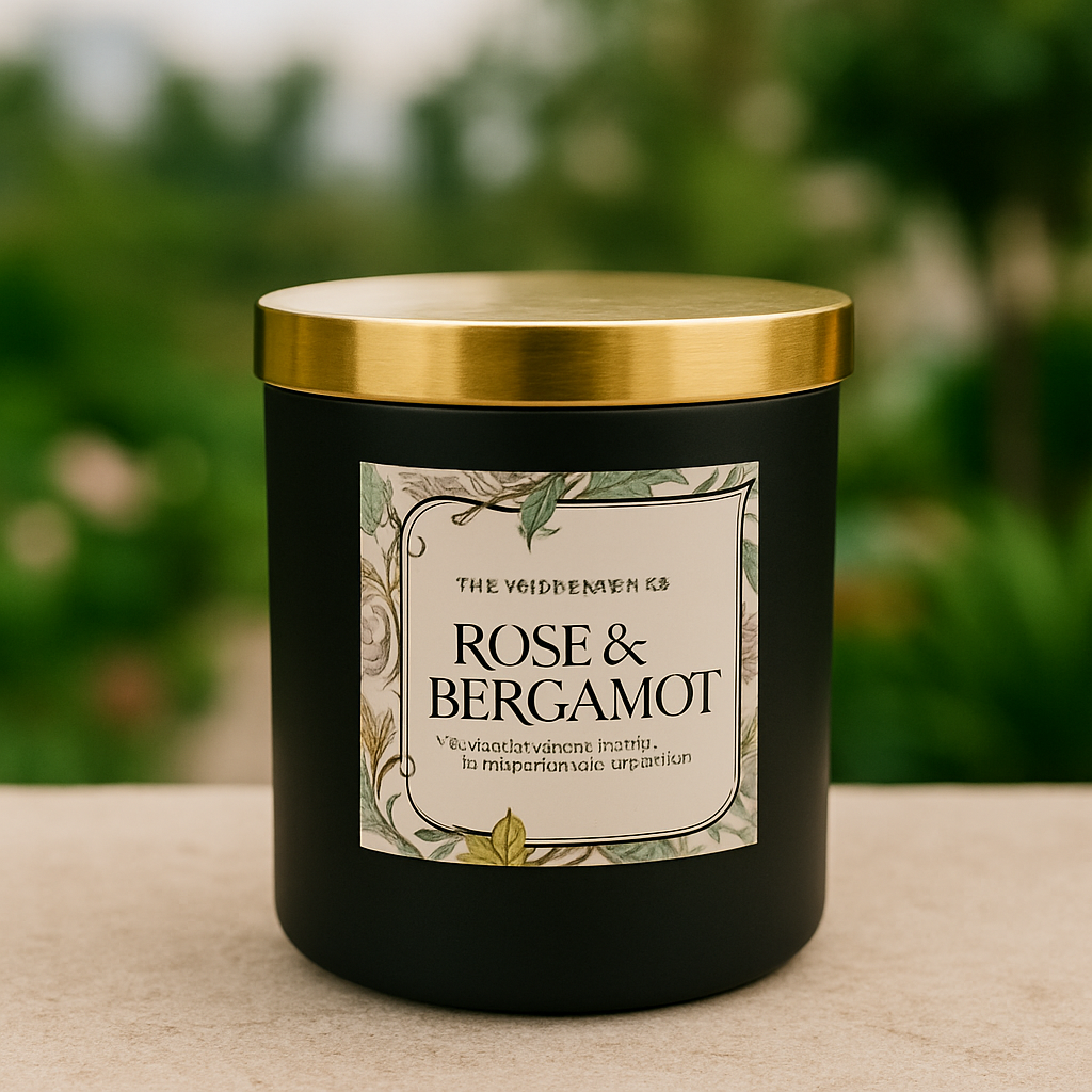 Rose & Bergamot | Scented Soy Candle – 500g | 60+ Hours Burn Time