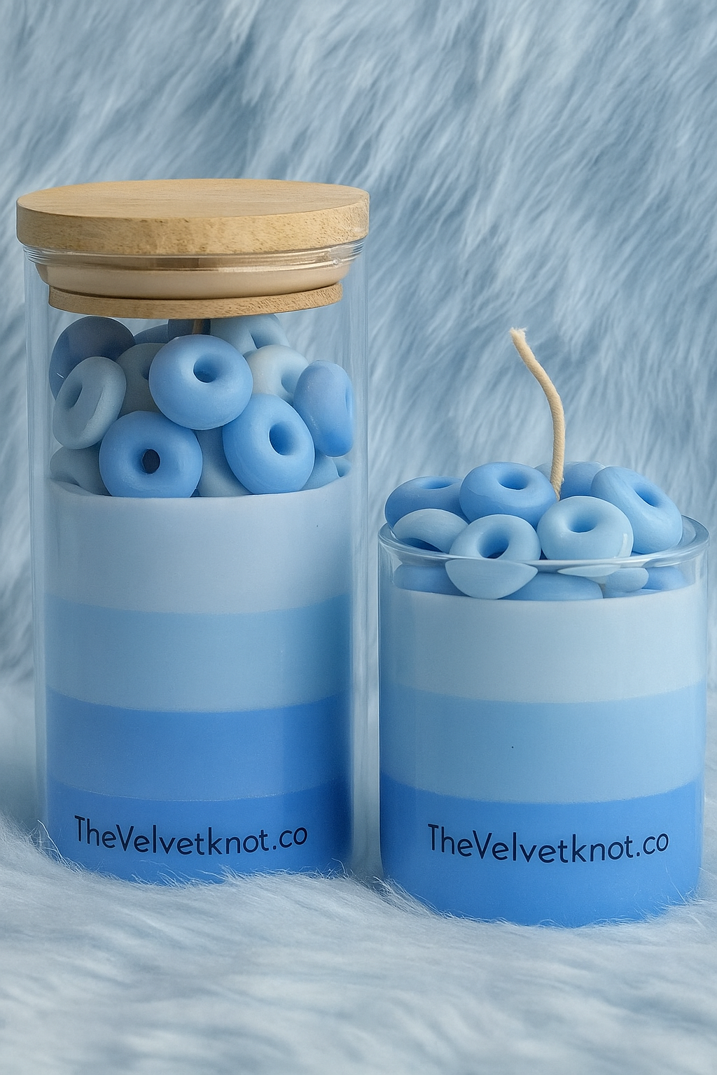 Azure Bloom Layered Candle Set (2)