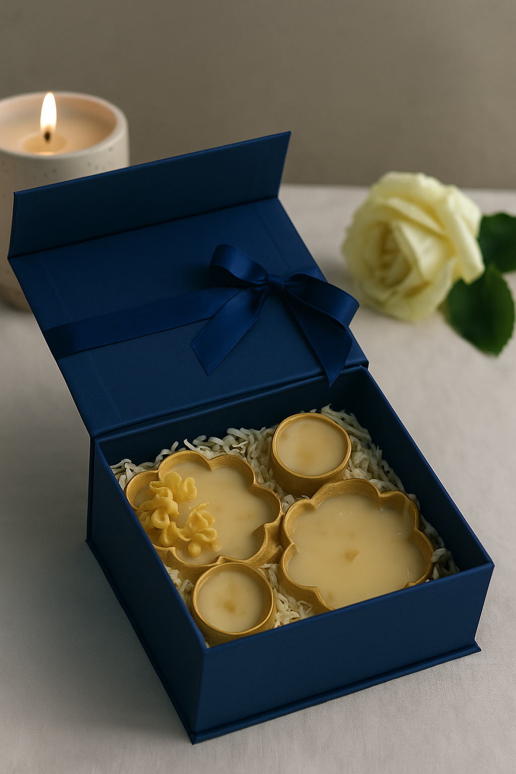 Decorative Candle Gift Box – Elegant Floral & Tealight Candles in a Box