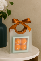 Ladoo Candle Favors – Pack of 4 with Leather Handle Bag| Return Gifts for Puja & Auspicious Occasions
