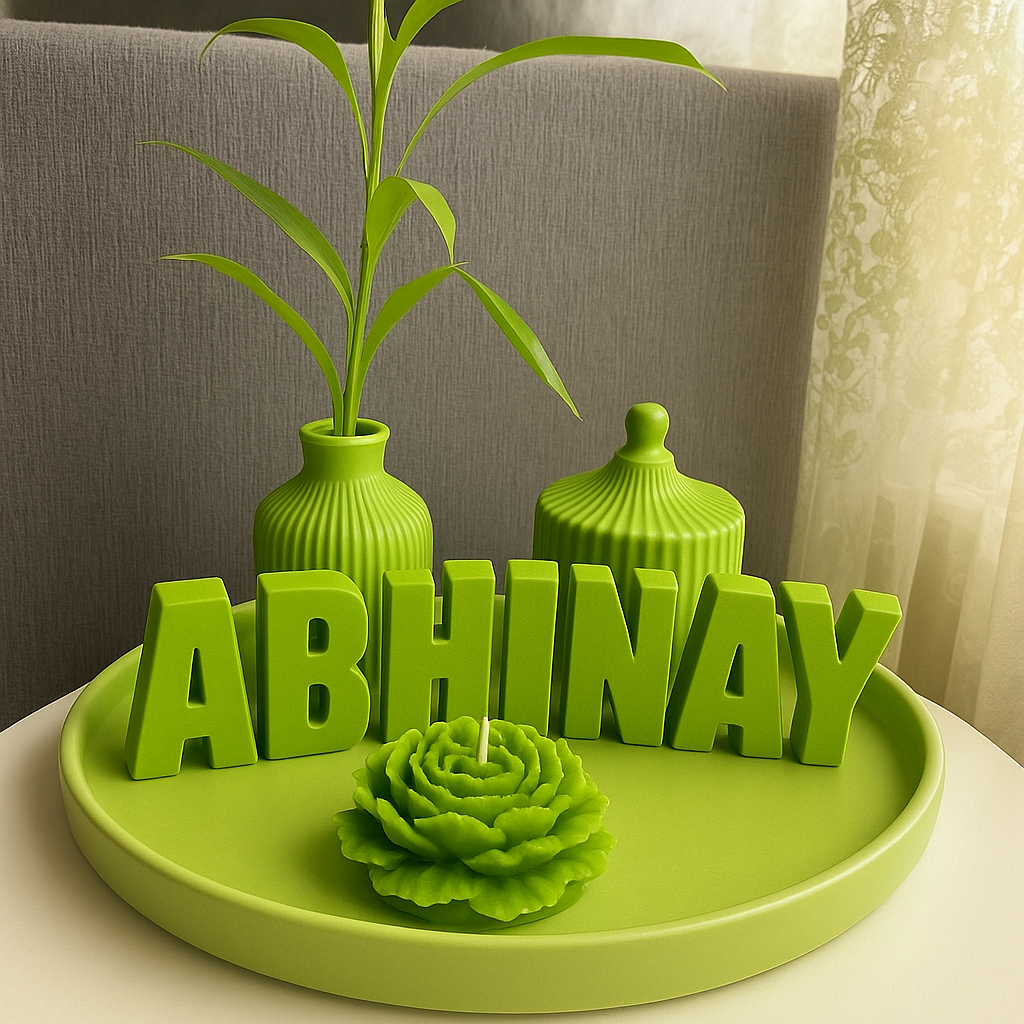 The Signature Name Candle Décor Set – Personalized 3D Letter Candle with Floral Candle & Ceramic Accents