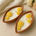 Handmade Floral Terracotta Candle – Natural Soy Wax (Set of 2)