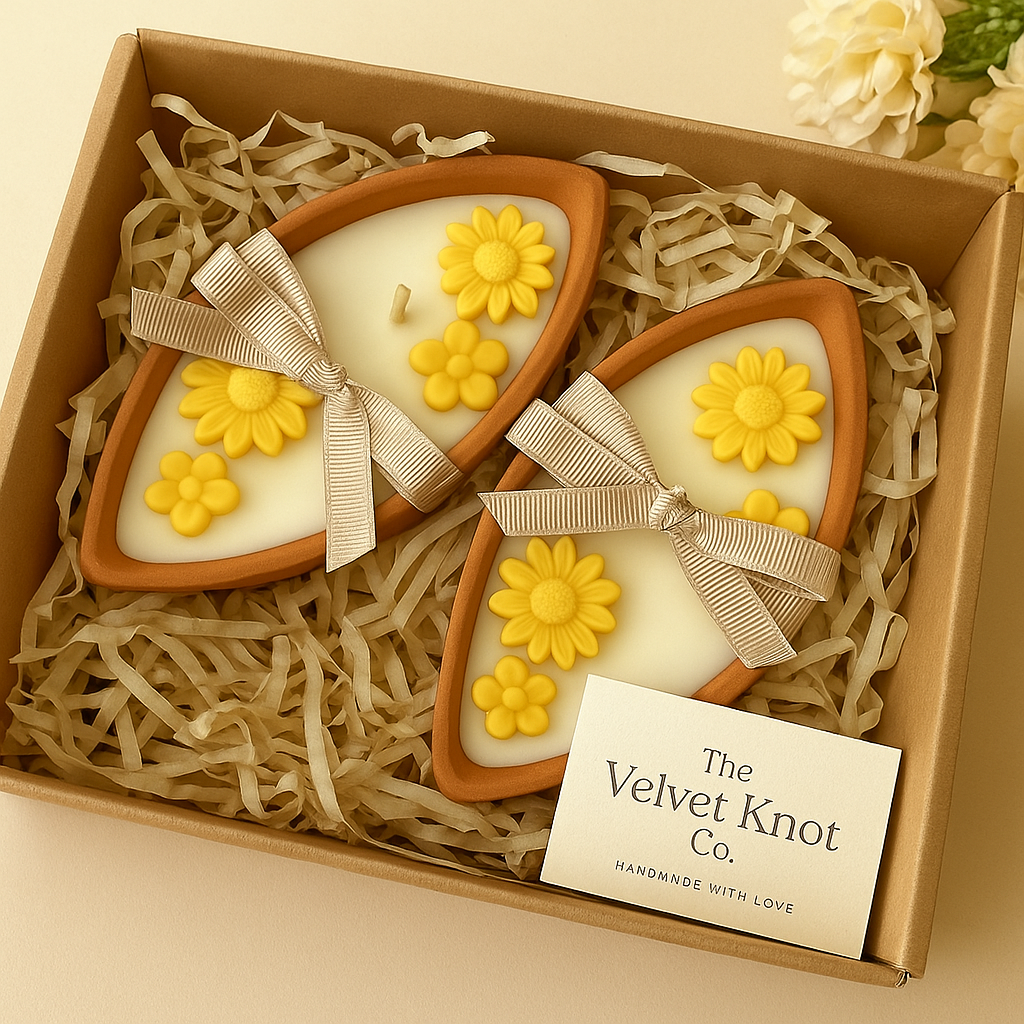 Handmade Floral Terracotta Candle – Natural Soy Wax (Set of 2)