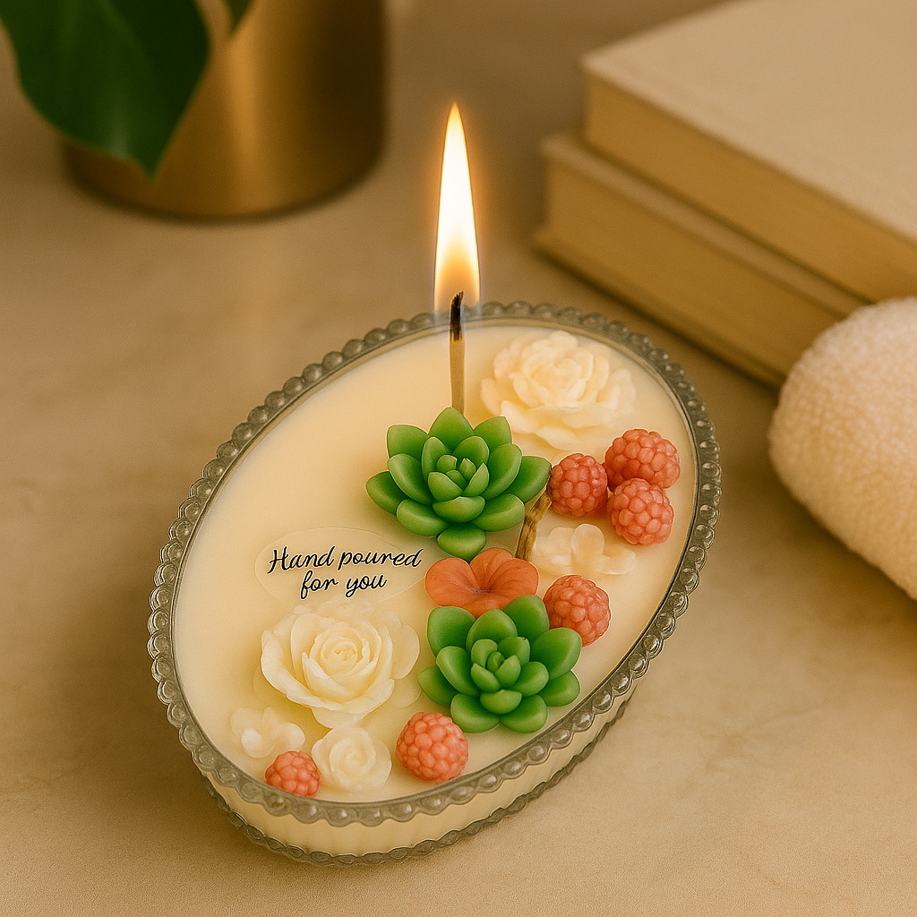 Botanical Bloom Candle – Hand-Poured Elegance in a Reusable Glass Jar (Buy 1 Get 1 Free)
