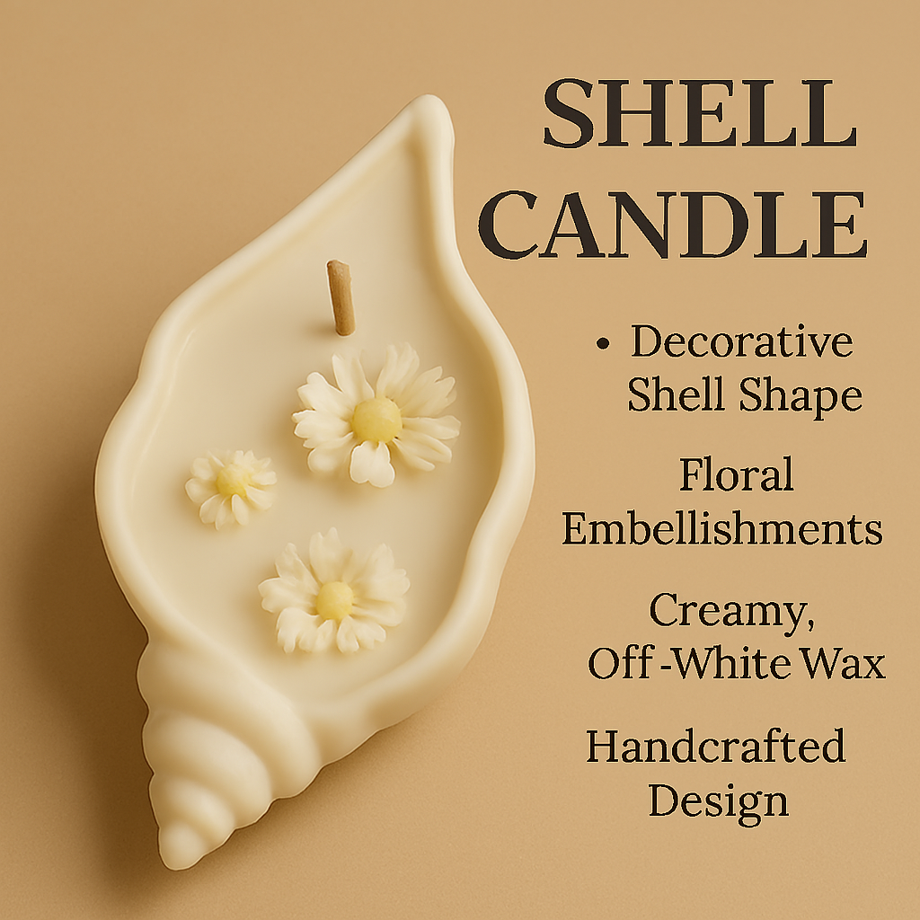 Ocean Bloom – Shell Candle with Rose Accent (Buy 1 Get 1 Free)