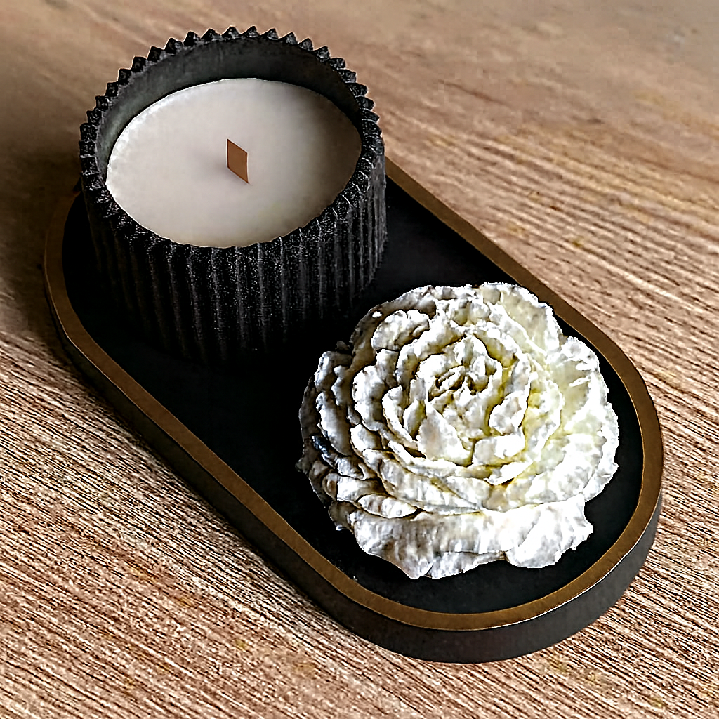 Peony Bloom – Scented Candle & Wax Sculpture Duo