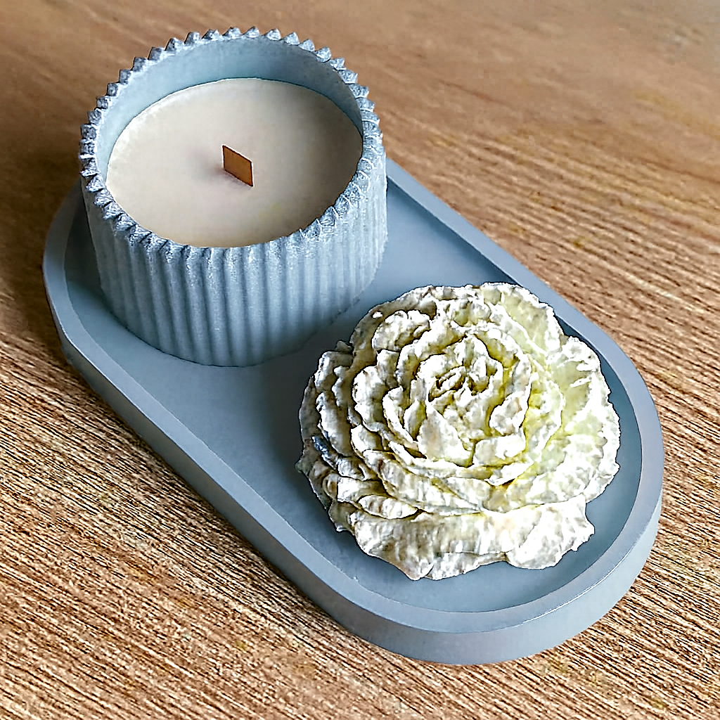 Peony Bloom – Scented Candle & Wax Sculpture Duo