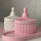 Elegant Pink Ceramic Gift Box Set – Luxury Decorative Storage & Tray with Satin Ribbon