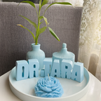 The Signature Name Candle Décor Set – Personalized 3D Letter Candle with Floral Candle & Ceramic Accents