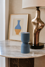 Ribbed Pillar Candle – Midnight Blue