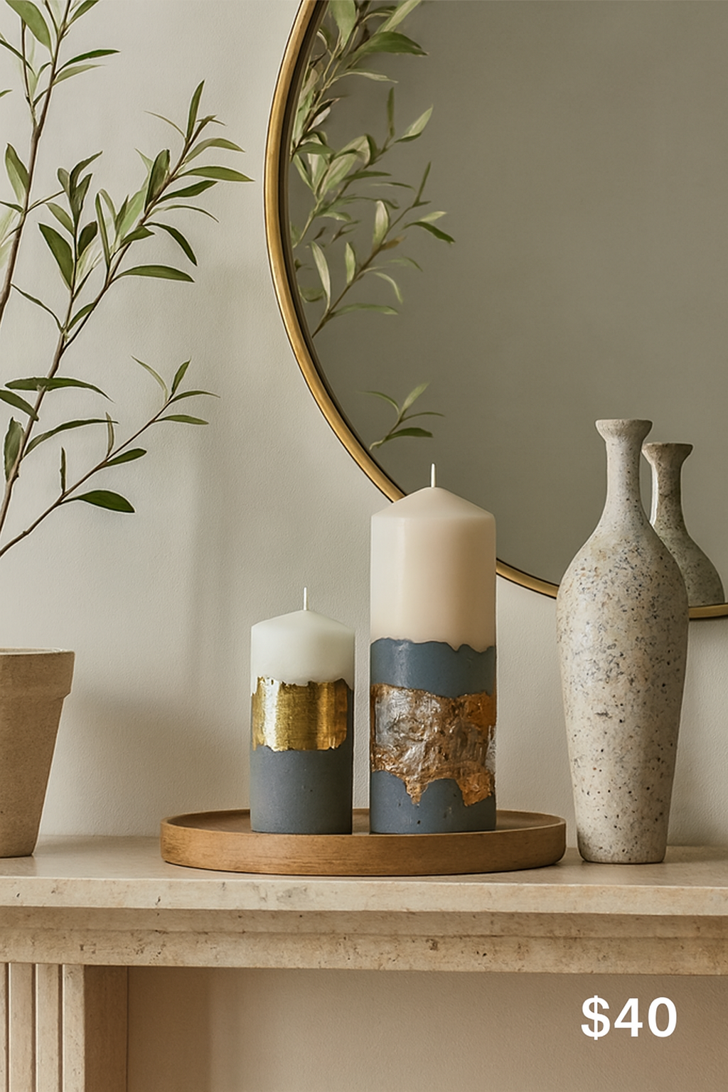 Geode Luxe Pillar Candle Set (Set of 2)