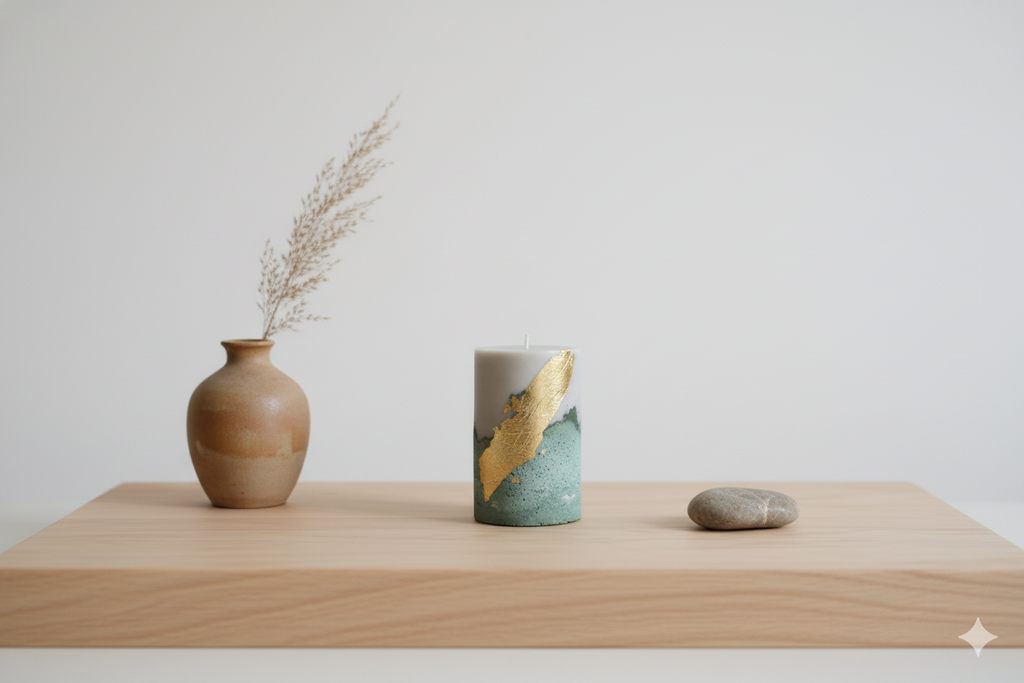 Emerald Luxe Candle – Gold Leaf Art Candle