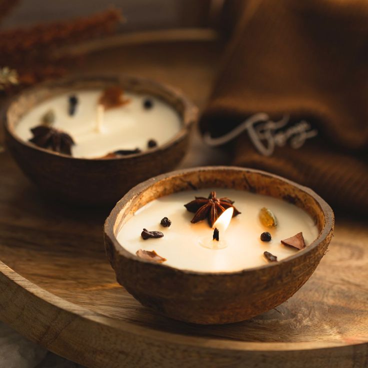 Handcrafted Coconut Shell Candles – Set of 3