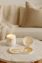 Luxury Gold Leaf Candle Gift Set — Jar Candle + Shell Trinket Dish + Tray