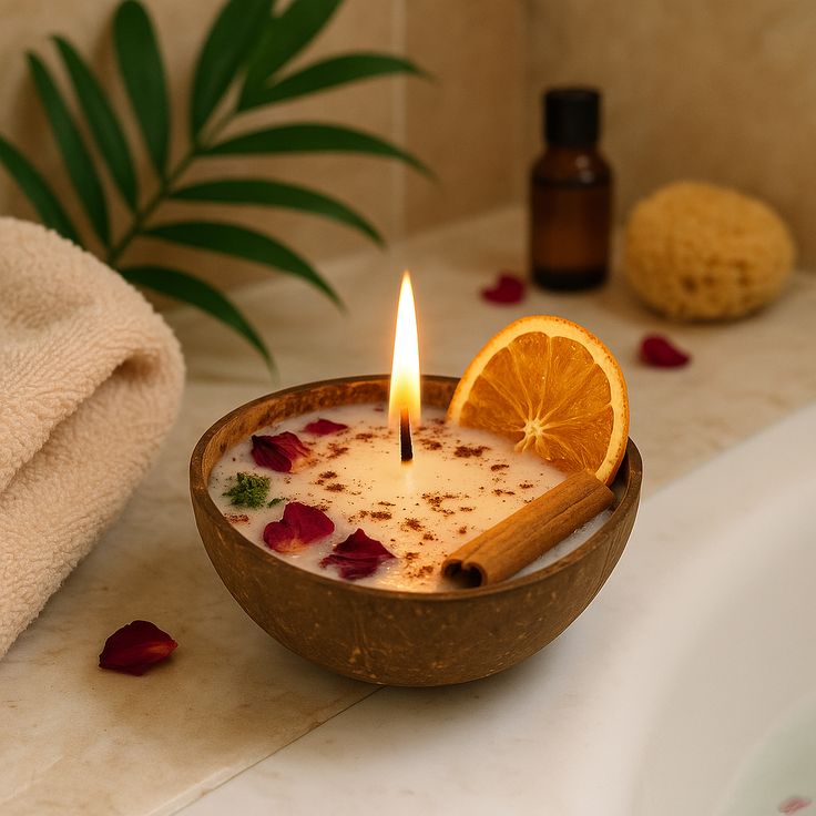 Handcrafted Coconut Shell Candles – Set of 3