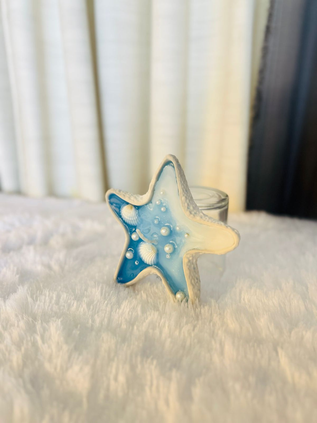 Ocean Breeze Starfish Candle – Resin Shell Gel & Soy Wax Blend