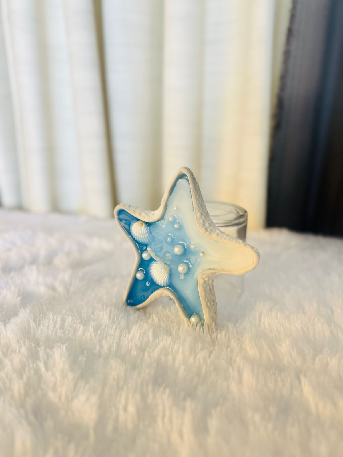 Ocean Breeze Starfish Candle – Resin Shell Gel & Soy Wax Blend