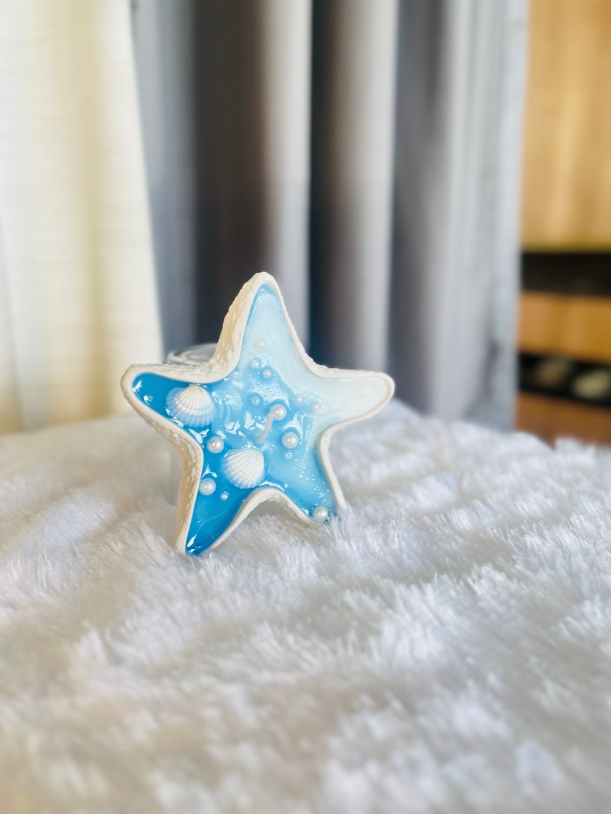 Ocean Breeze Starfish Candle – Resin Shell Gel & Soy Wax Blend