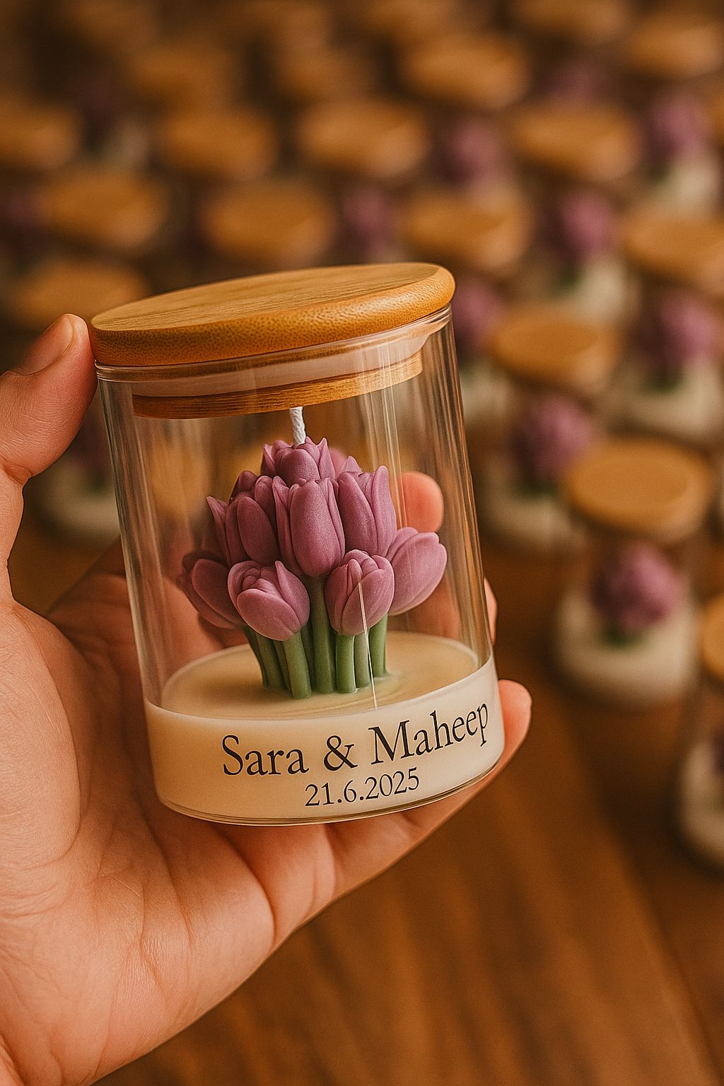 Tulip Bloom Glass Candle (Buy 1 Get 1 Free)