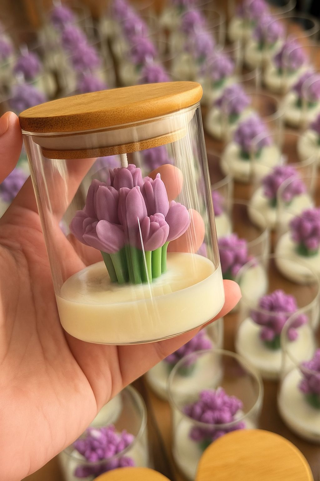 Tulip Bloom Glass Candle (Buy 1 Get 1 Free)
