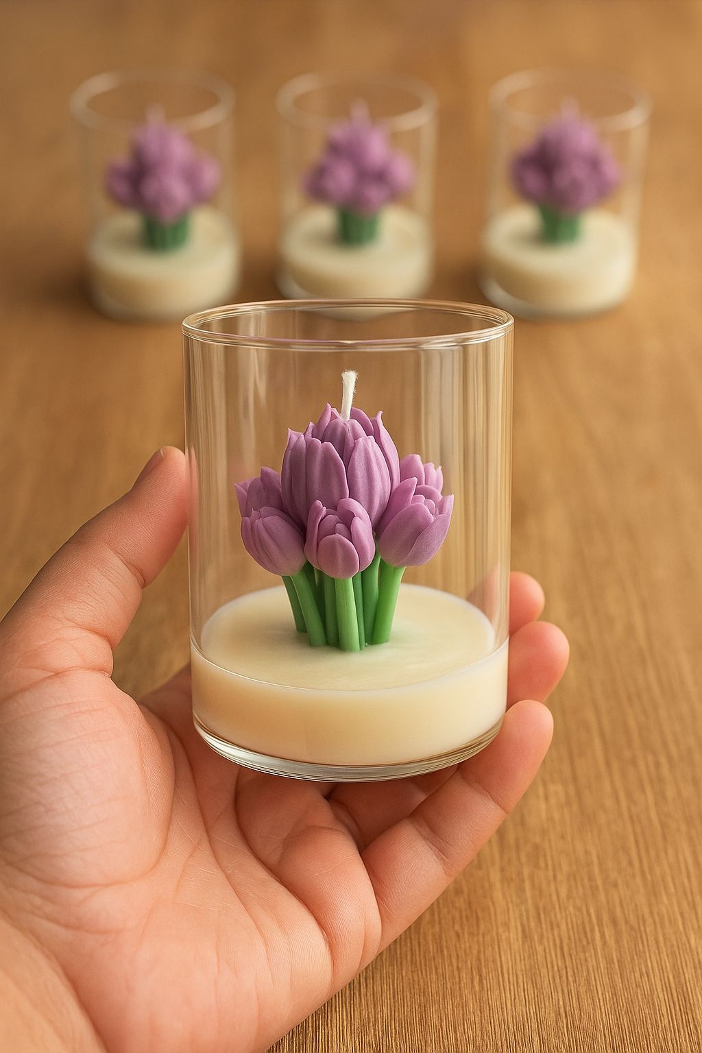 Tulip Bloom Glass Candle (Buy 1 Get 1 Free)
