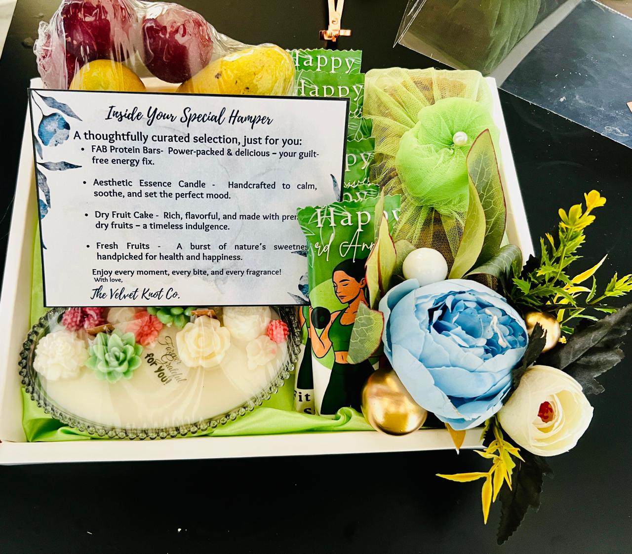 Luxurious Celebration Gift Hamper – Gourmet Treats, Candles & Fresh Fruits