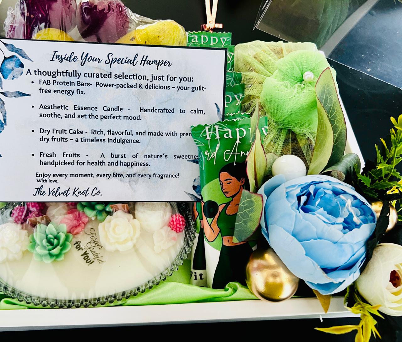 Luxurious Celebration Gift Hamper – Gourmet Treats, Candles & Fresh Fruits