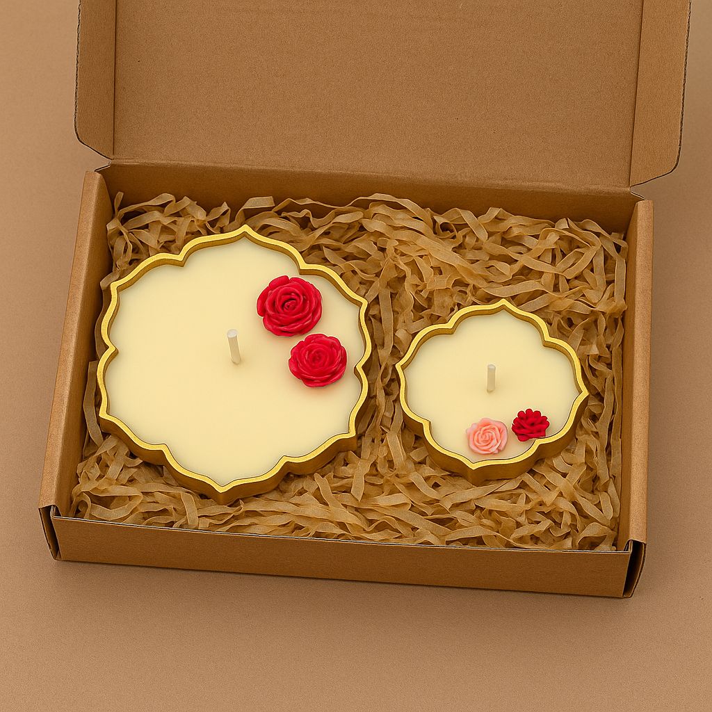 Floral Scented Candle Gift Set – Set of 2 Decorative Candles in Gift Box (Buy 1 Get 1 Free)