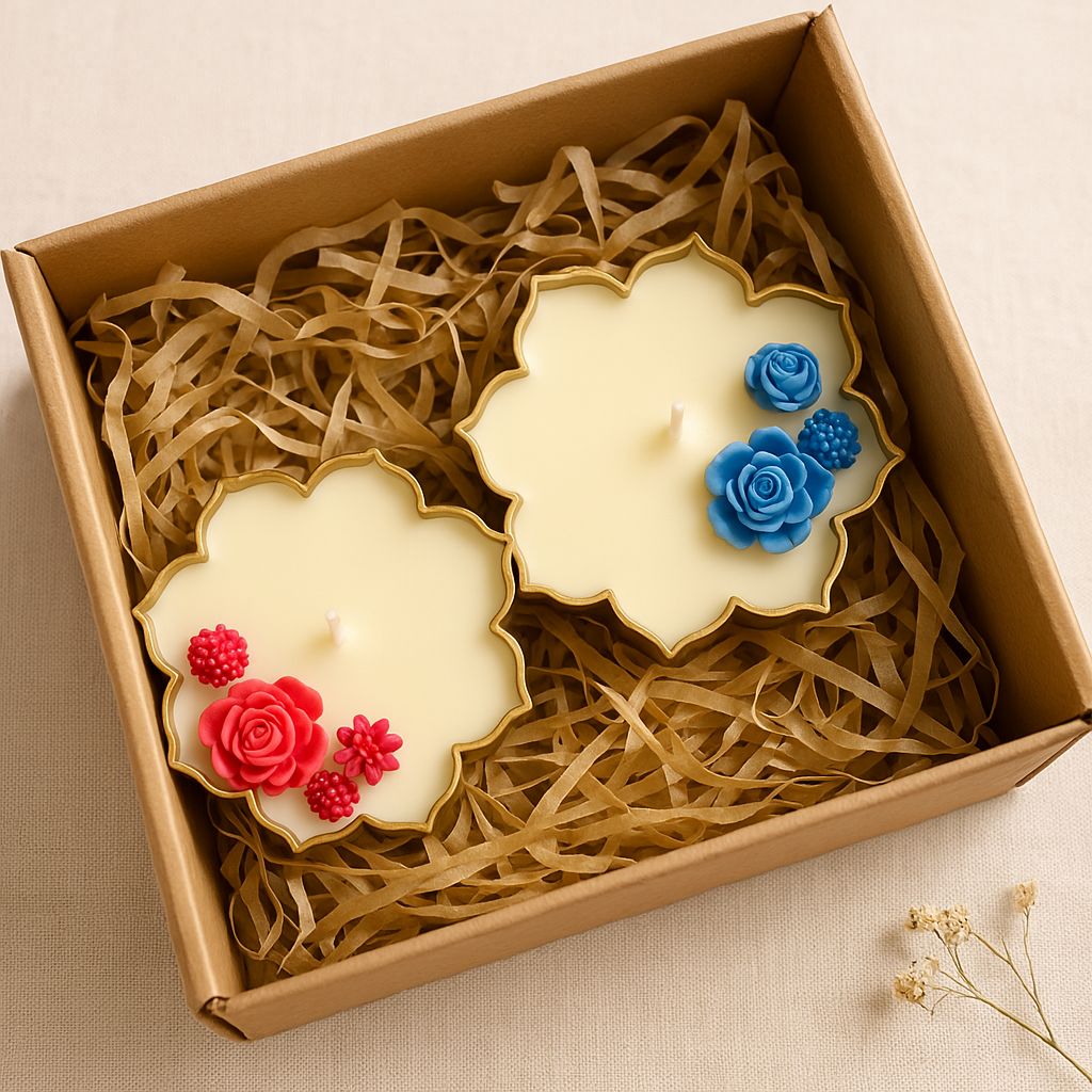 Floral Scented Candle Gift Set – Set of 2 Decorative Candles in Gift Box (Buy 1 Get 1 Free)
