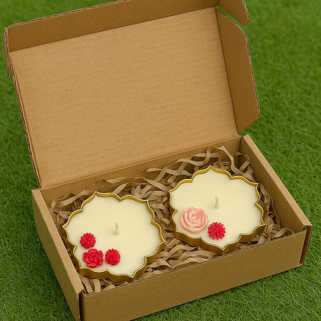 Floral Scented Candle Gift Set – Set of 2 Decorative Candles in Gift Box (Buy 1 Get 1 Free)
