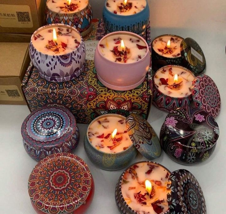 Floral Tin Candle Gift Set – Tuberose, Chamomile, Jasmine & Camellia