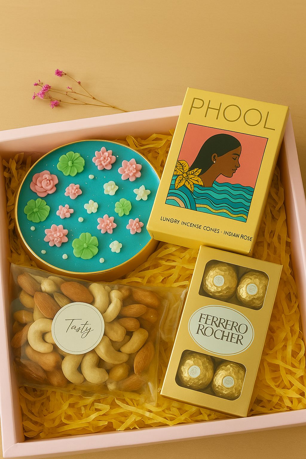 Festive Bliss Hamper – Candle, Dry Fruits, Chocolates & Incense