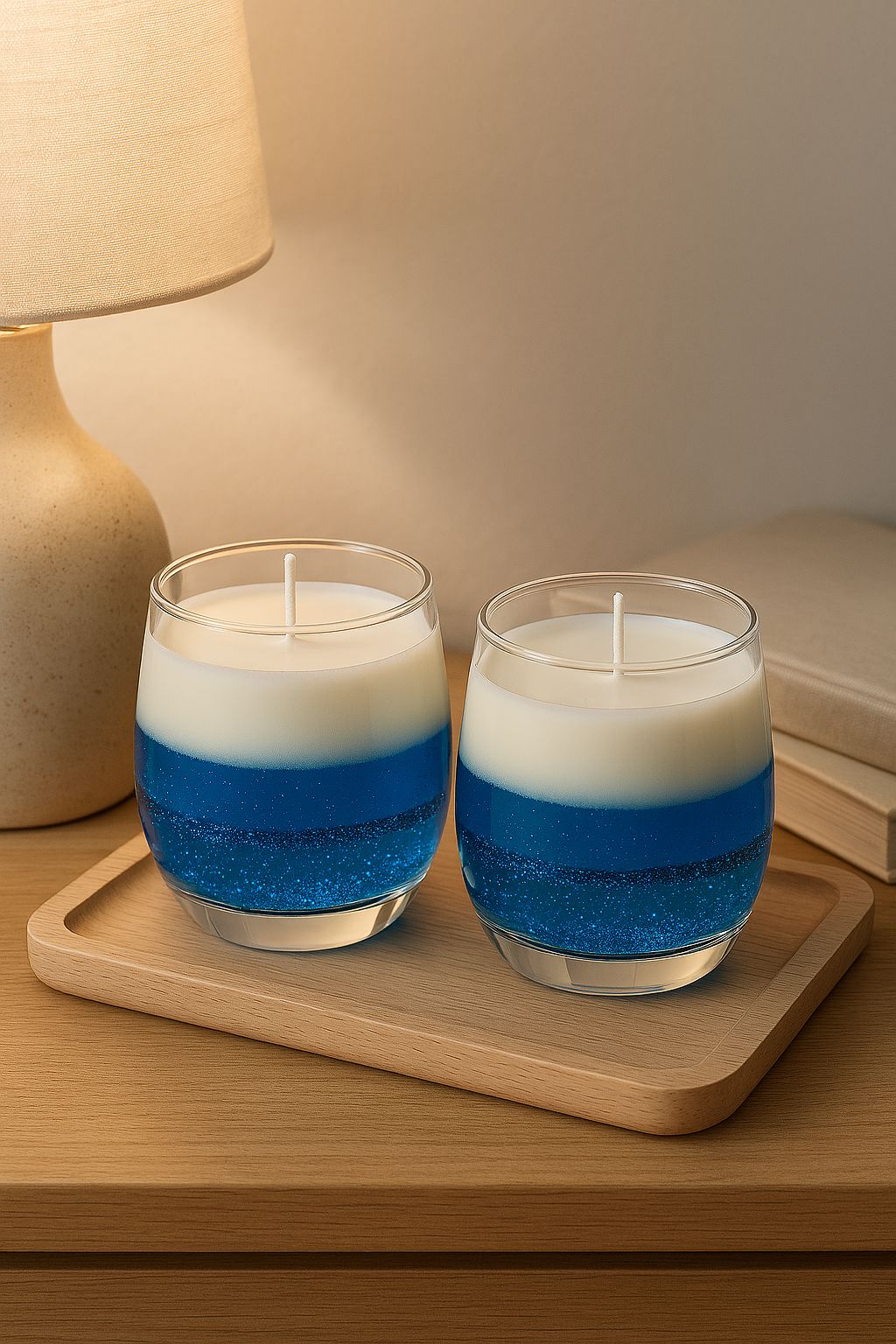 Ocean Breeze Layered Gel &amp; Soy Candle – Handmade
