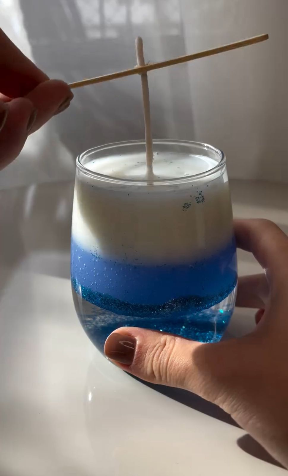 Ocean Breeze Layered Gel &amp; Soy Candle – Handmade