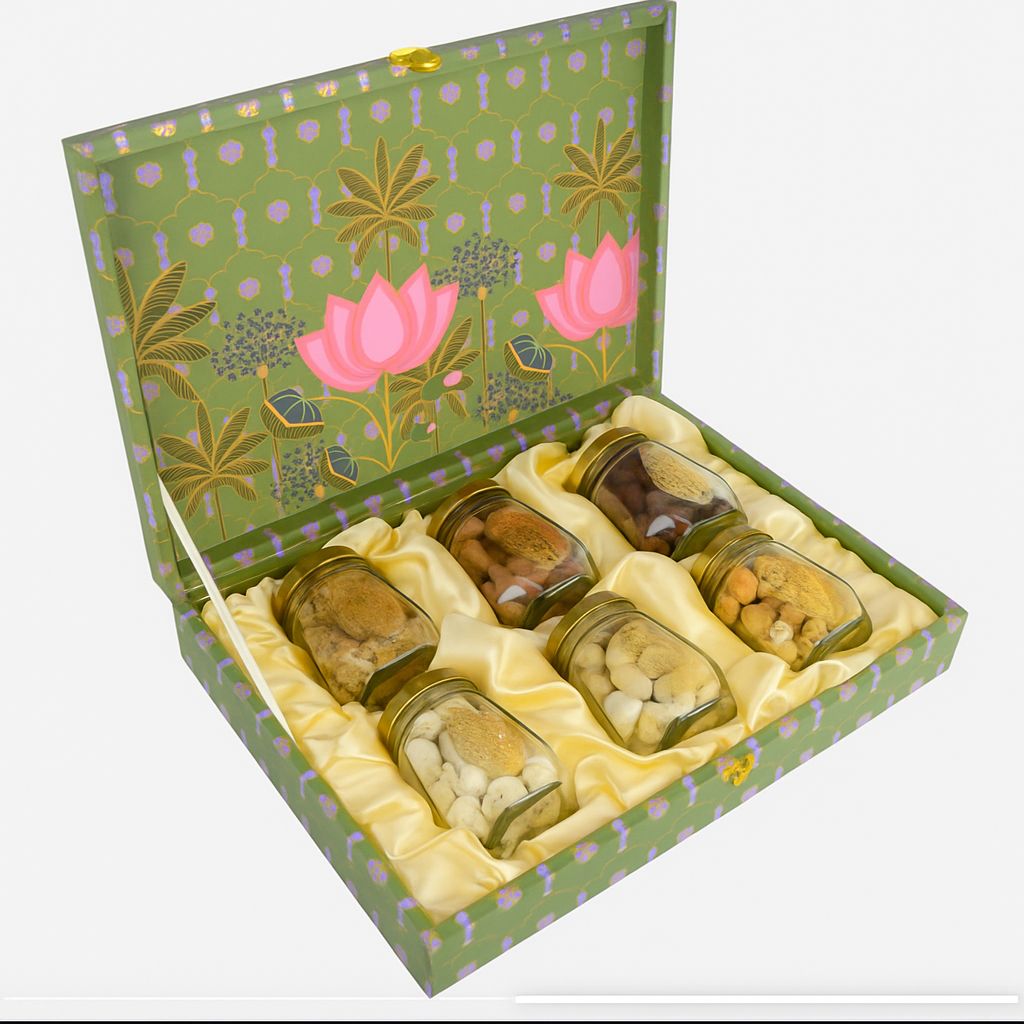 Luxury Diwali Dry Fruit Gift Box – 6 Premium Jars