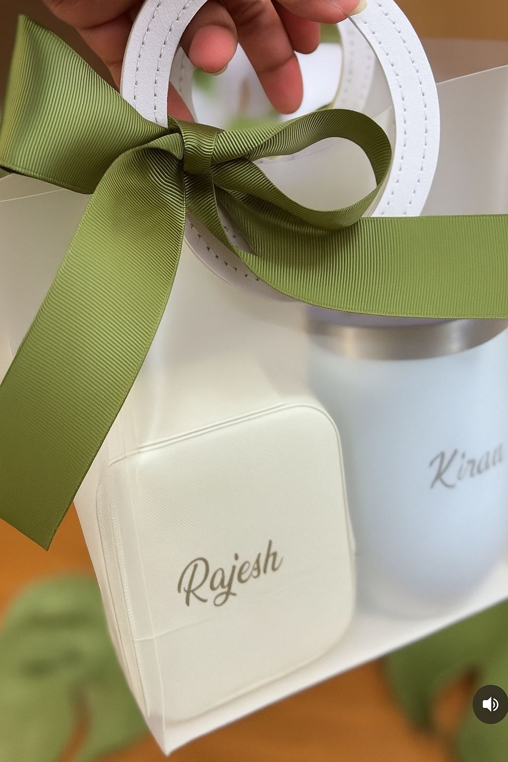 Personalized Gift Set – Leather Handle Carry Bag + Custom Name Jewellery Organiser & Tumbler (MOQ 25)