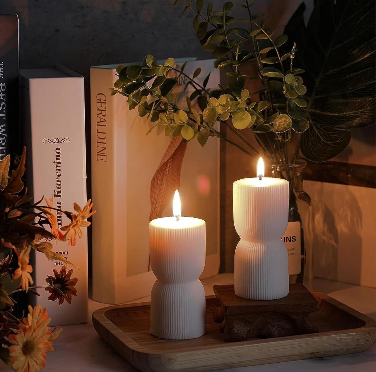 Ribbed Pillar Candle – Midnight Blue