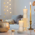 Ribbed Pillar Candle – Midnight Blue