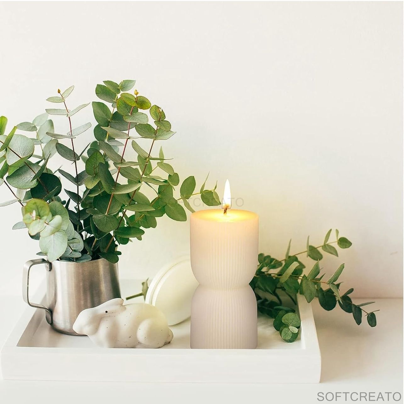 Ribbed Pillar Candle – Midnight Blue