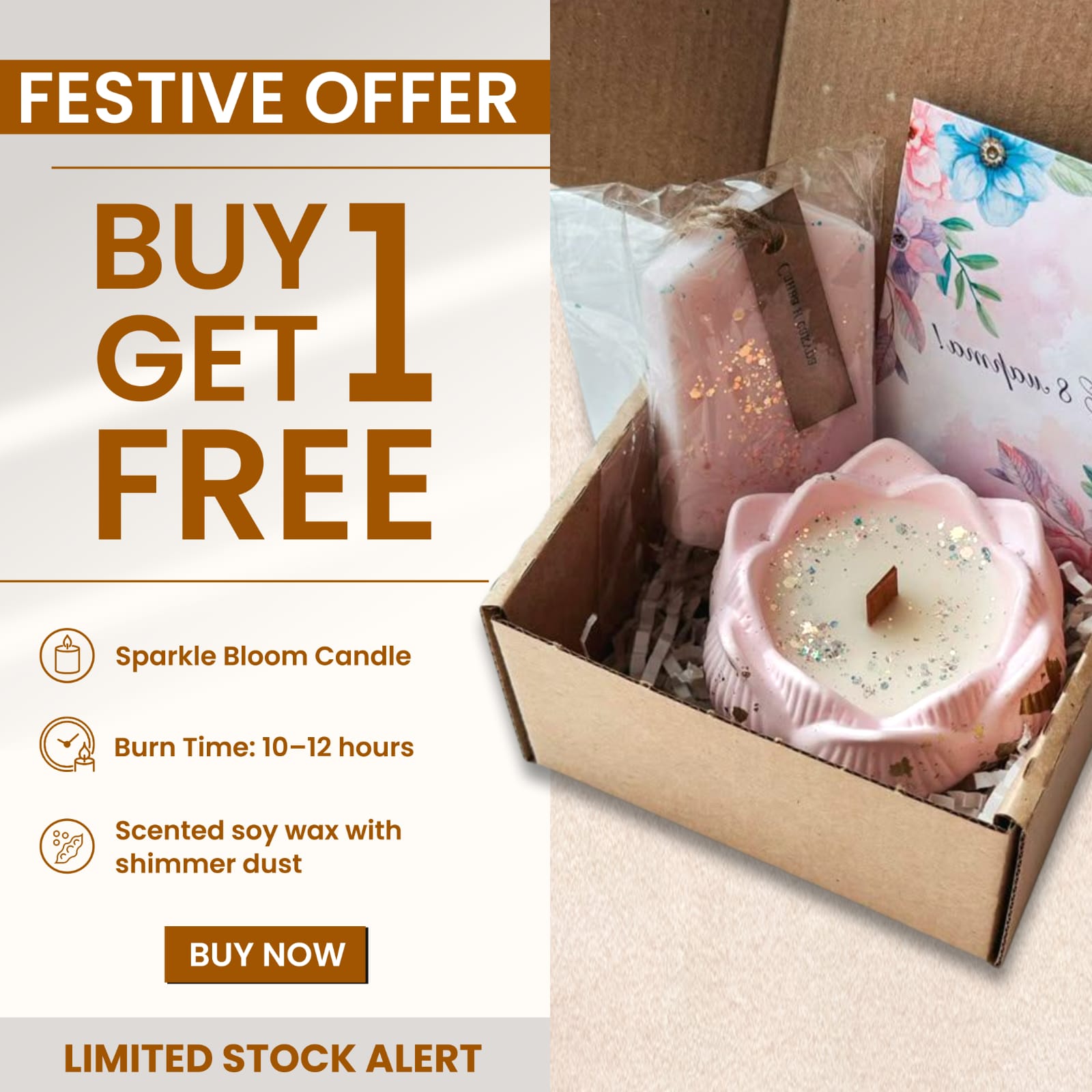 Sparkle Bloom Candle Gift Box (Buy 1 Get 1 Free)
