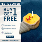 Ocean Bloom – Shell Candle with Rose Accent (Buy 1 Get 1 Free)